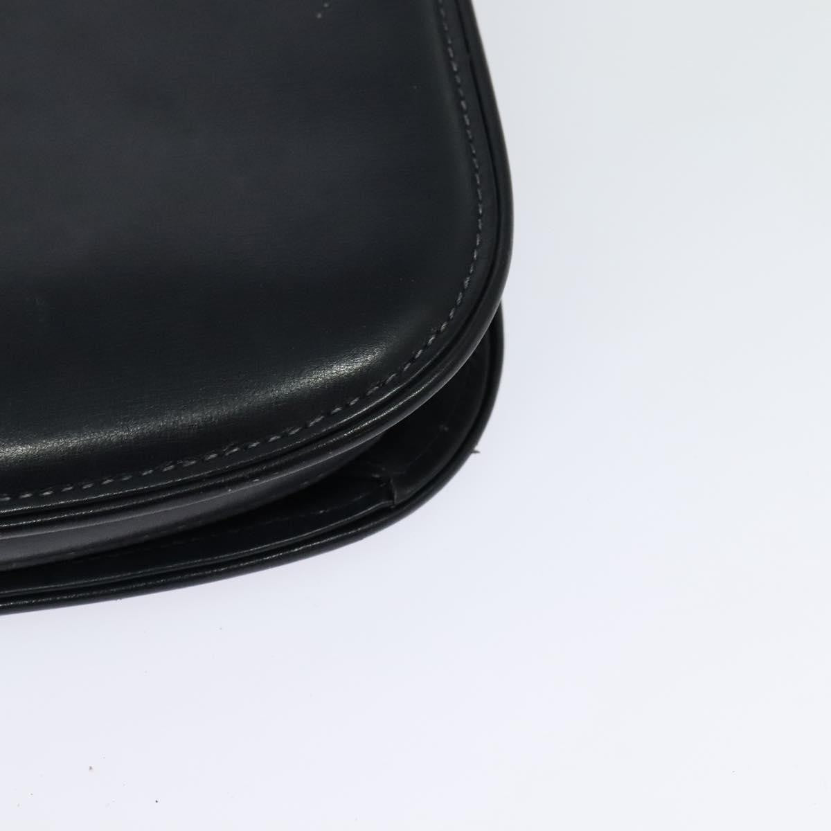 Gucci GUCCI Shoulder Bag Leather Navy Gold Authentic ep8402