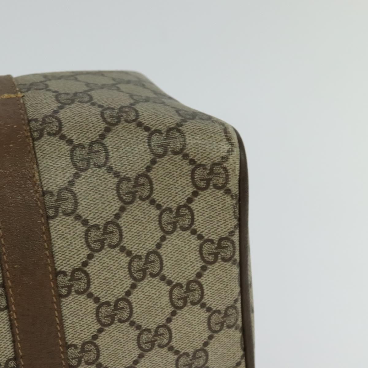 Gucci GUCCI GG Supreme Web Sherry Line Boston Bag PVC Beige Gold 40 02 007 Authentic KD431