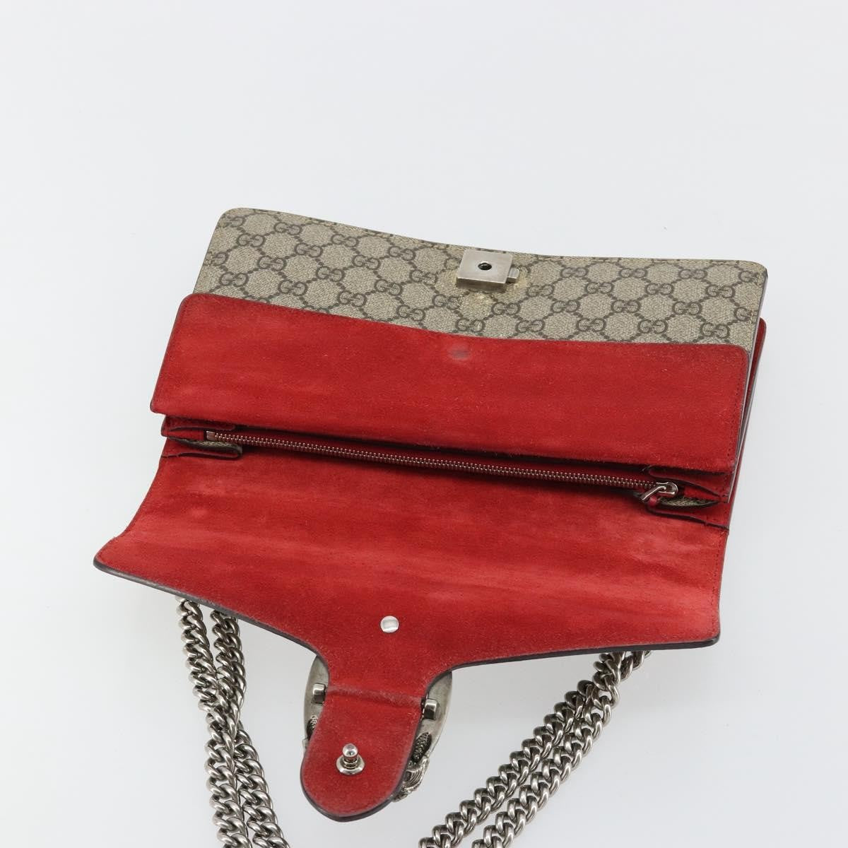 Gucci GUCCI GG Supreme Dionysus Chain Shoulder Bag PVC Beige Silver 400249 Authentic 165253