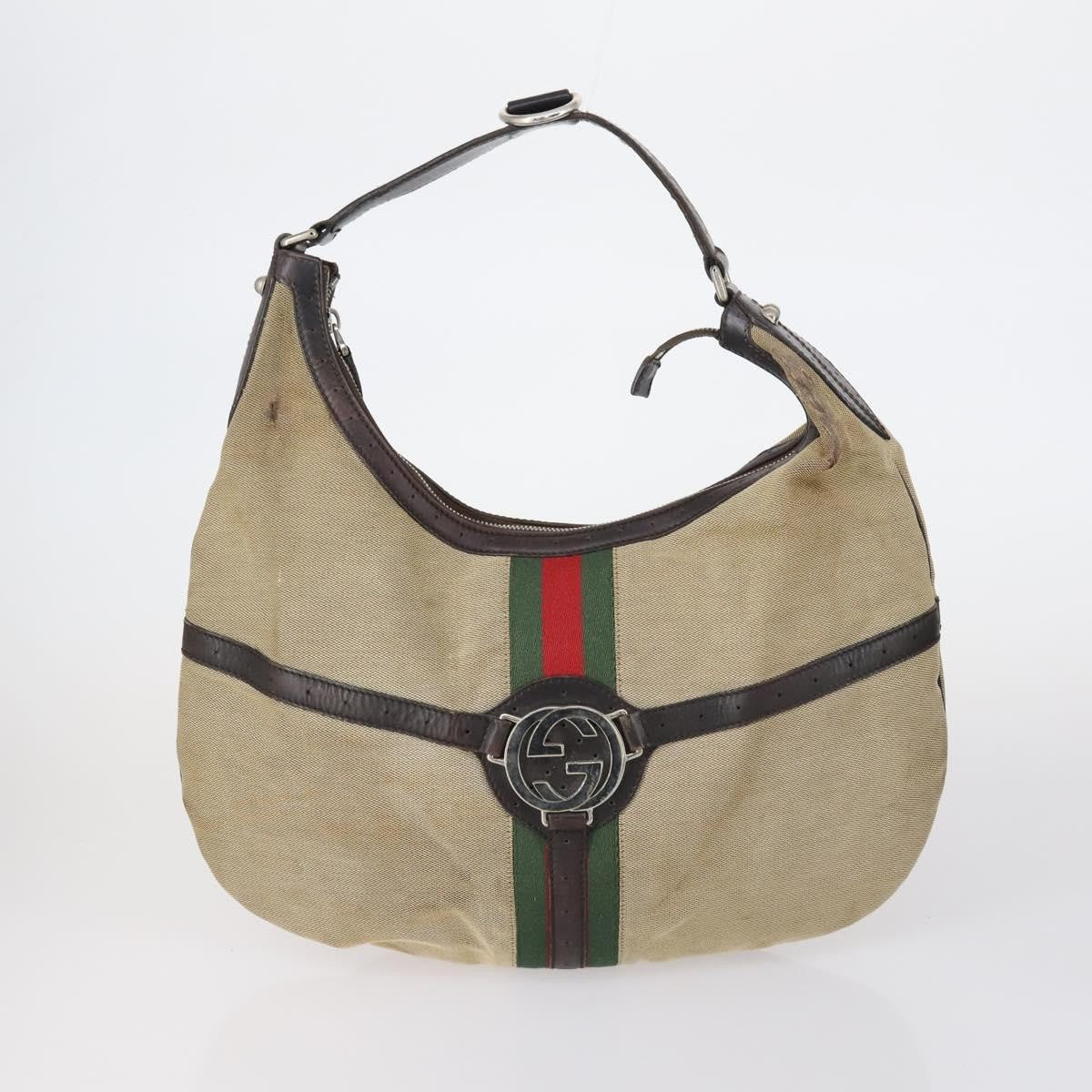 Gucci GUCCI Hand Bag Canvas nylon 4 Set Beige Black Green Authentic bs30536