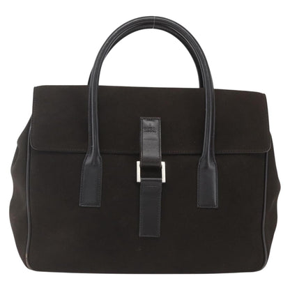 Gucci GUCCI Hand Bag Suede Brown Silver 000 0844 Authentic 166700