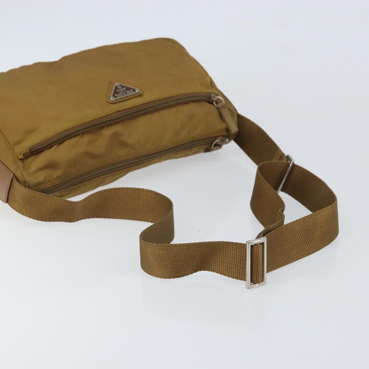 Prada PRADA Shoulder Bag Nylon Beige Silver Authentic 161725