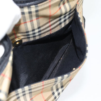 Burberry BURBERRY Nova Check Shoulder Bag Canvas Beige Gold Authentic 182559