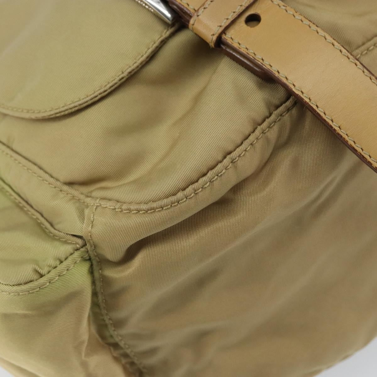 Prada PRADA Shoulder Bag Nylon Beige Silver Authentic 164243