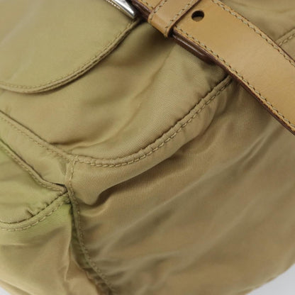 Prada PRADA Shoulder Bag Nylon Beige Silver Authentic 164243