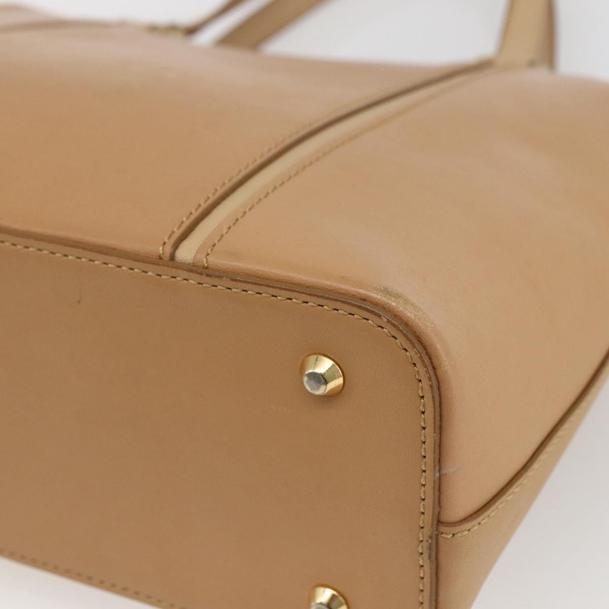 Burberry BURBERRY Hand Bag Leather Beige Gold Authentic 165049