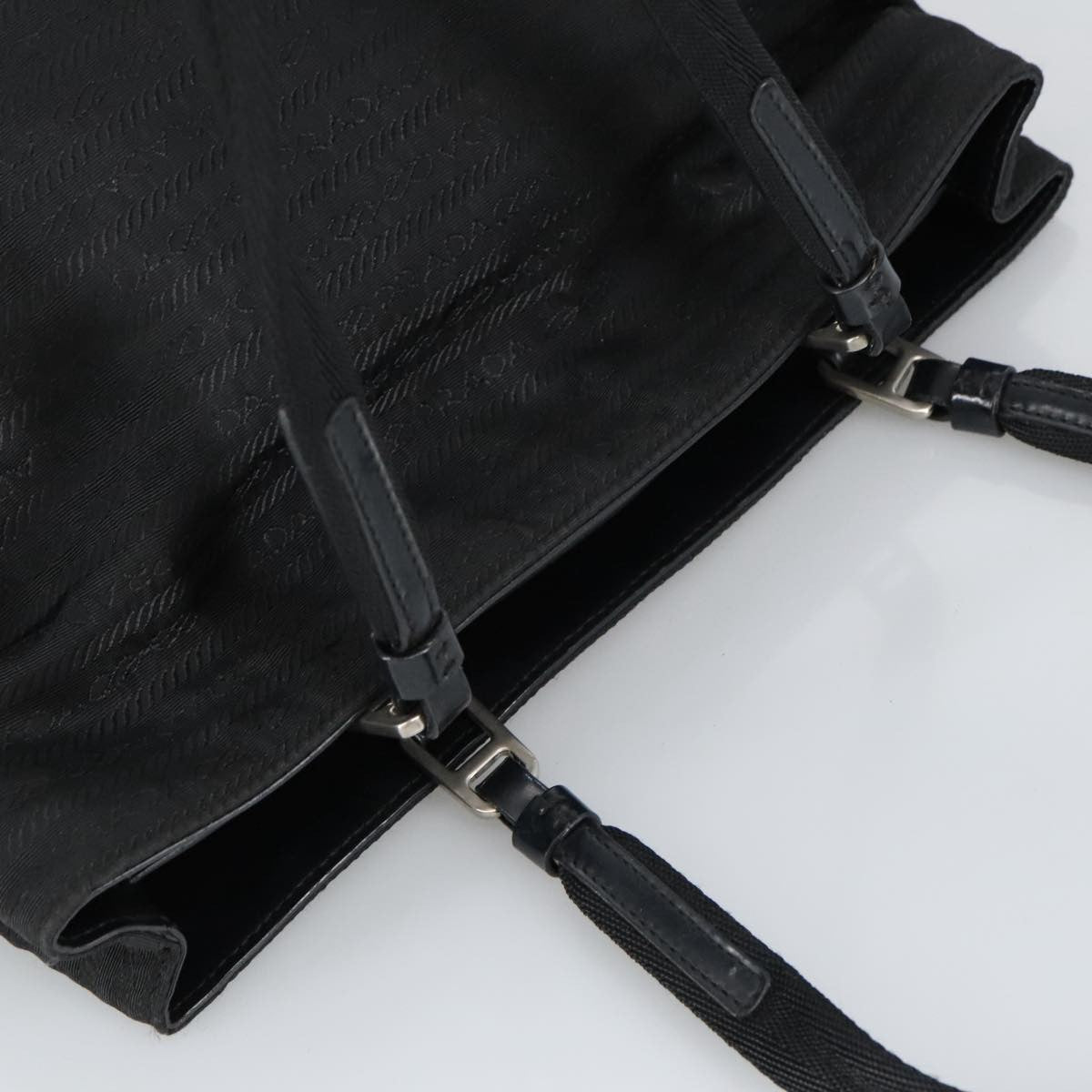 Prada PRADA Hand Bag Nylon Black Silver Authentic 96925