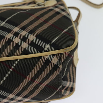 Burberry BURBERRY Nova Check Blue Label Shoulder Bag Nylon Brown Silver Authentic ti3061