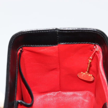 Celine CELINE Vanity Cosmetic Pouch Leather Black Gold Authentic 179213 Bag