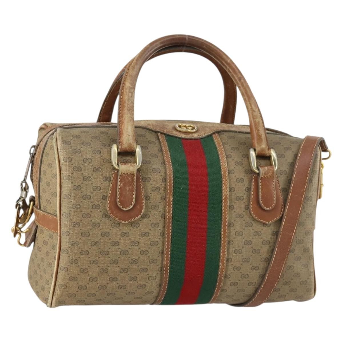 Gucci GUCCI Micro GG Supreme Web Sherry Line Bag PVC Beige 002 58 4422 Authentic 160595