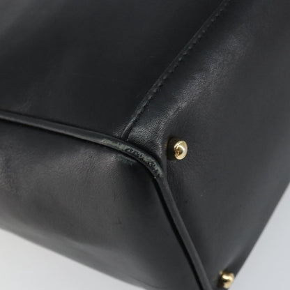 Gucci GUCCI Bamboo Hand Bag Leather 2way Black Gold 000 2122 0316 Authentic 160580