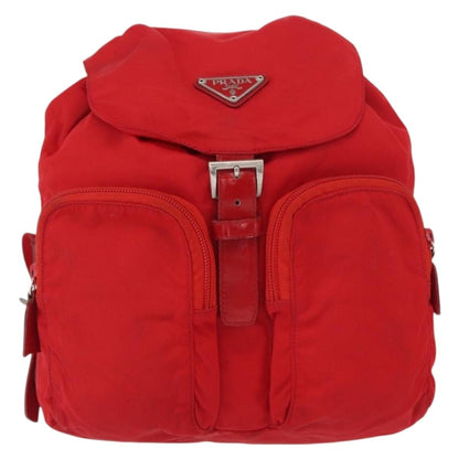 Prada PRADA Backpack Nylon Red Silver Authentic 164789 Bag
