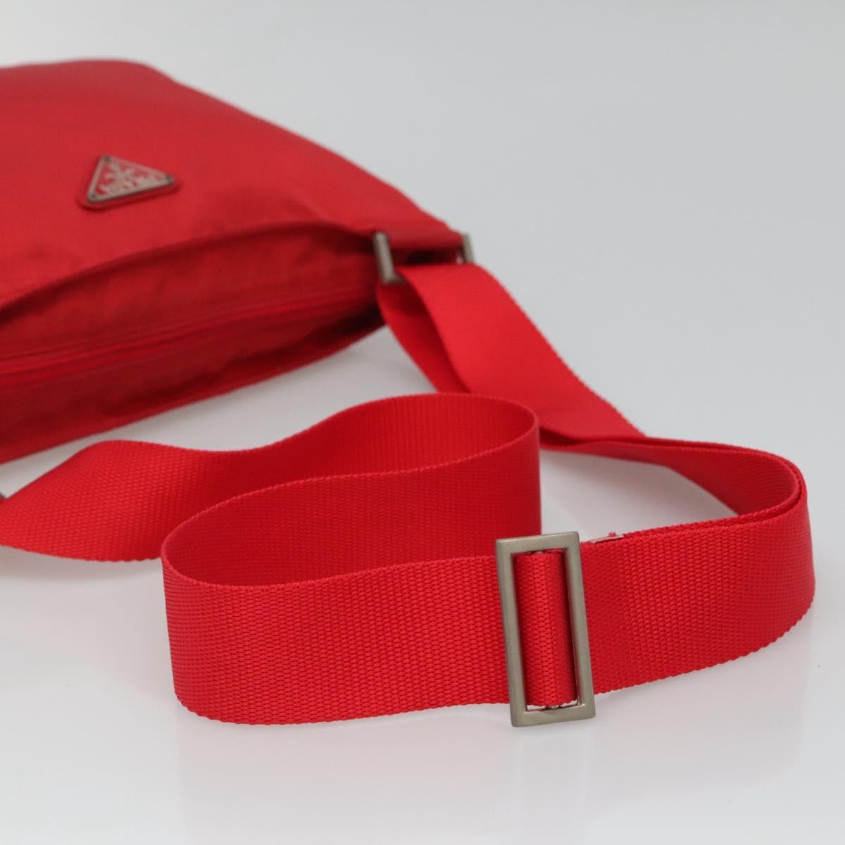 Prada PRADA Shoulder Bag Nylon Red Silver Authentic 101081
