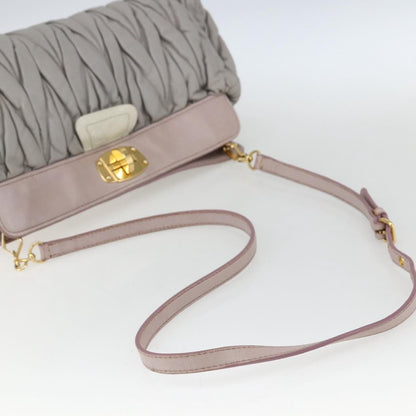 Miu Miu Miu Miu Matelasse Shoulder Bag Leather Gray Gold Authentic 162864