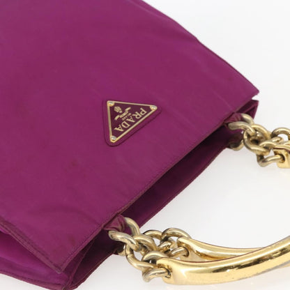 Prada PRADA Hand Bag Nylon Metal Purple Gold Authentic 155416