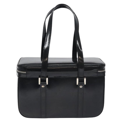Gucci GUCCI Hand Bag Enamel Black Silver Authentic am8761