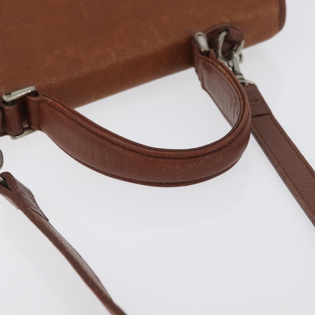 Burberrys Burberrys Nova Check Hand Bag Leather 2way Brown Gold Authentic bs33202