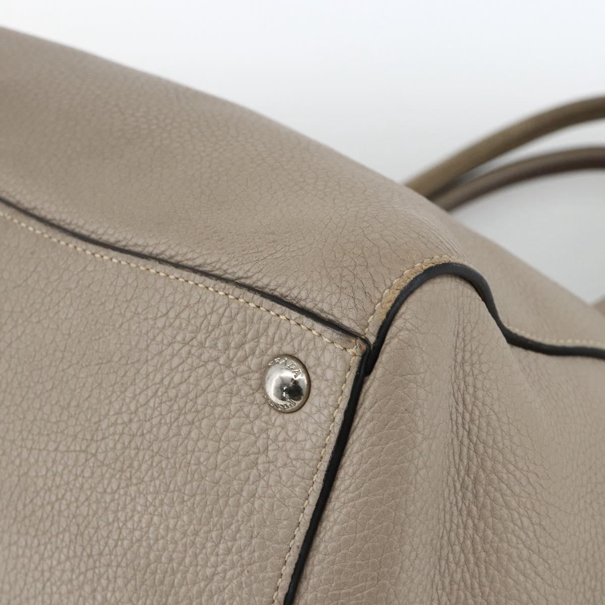 Prada PRADA Tote Bag Leather Gray Silver Authentic ka3597