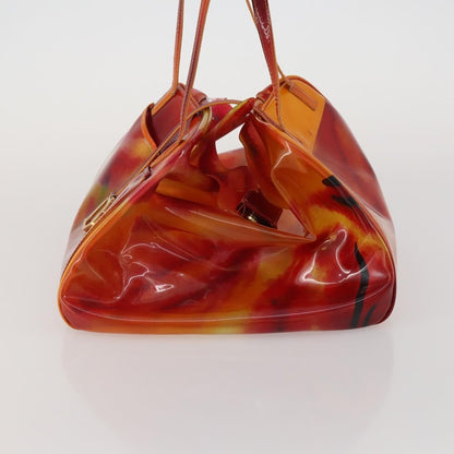 Dior Christian Dior Hand Bag Vinyl Orange Authentic 177521