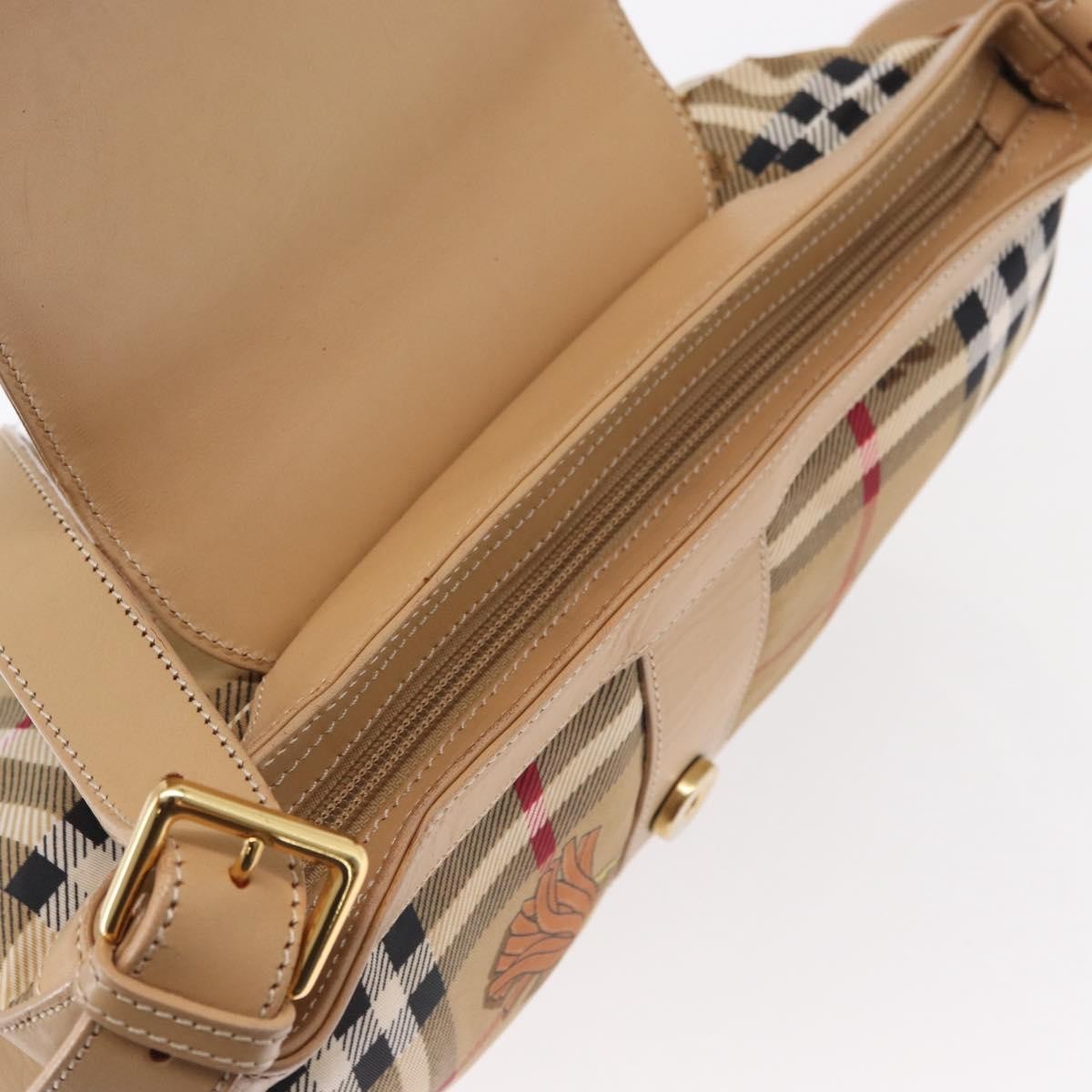 Burberrys Burberrys Nova Check Shoulder Bag Nylon Beige Gold Authentic 153830