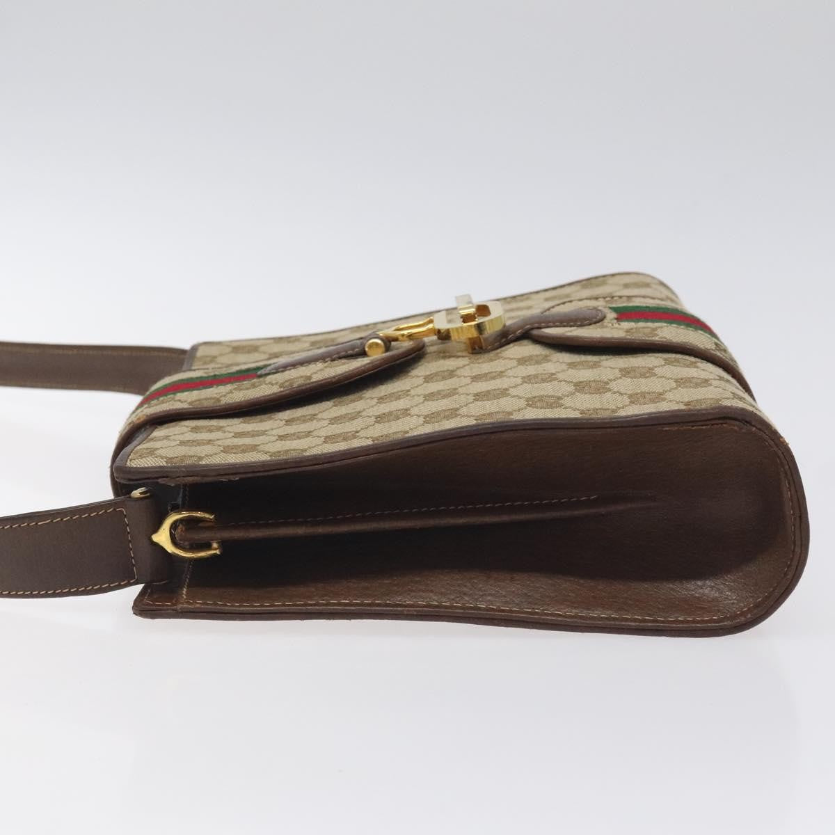 Gucci GUCCI GG Canvas Shoulder Bag Beige Gold Authentic bs27064