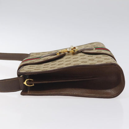 Gucci GUCCI GG Canvas Shoulder Bag Beige Gold Authentic bs27064