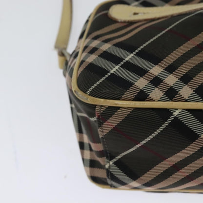 Burberry BURBERRY Nova Check Blue Label Shoulder Bag Nylon Brown Silver Authentic ti3061