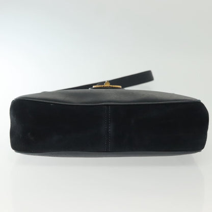 Gucci GUCCI Shoulder Bag Suede Navy Gold Authentic ep10549
