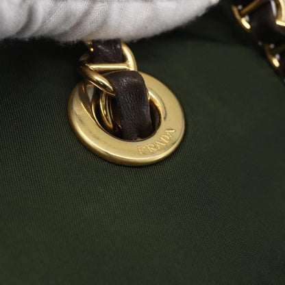 Prada PRADA Chain Shoulder Bag Nylon Green Gold Authentic 159258