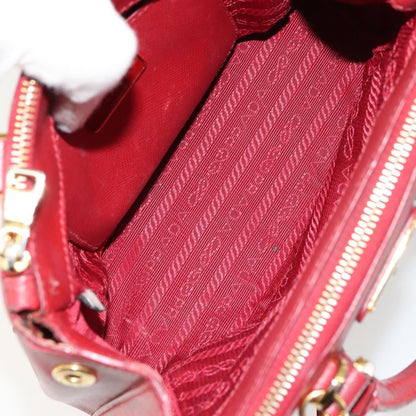 Prada PRADA Hand Bag Safiano leather 2way Red Gold Authentic 179933