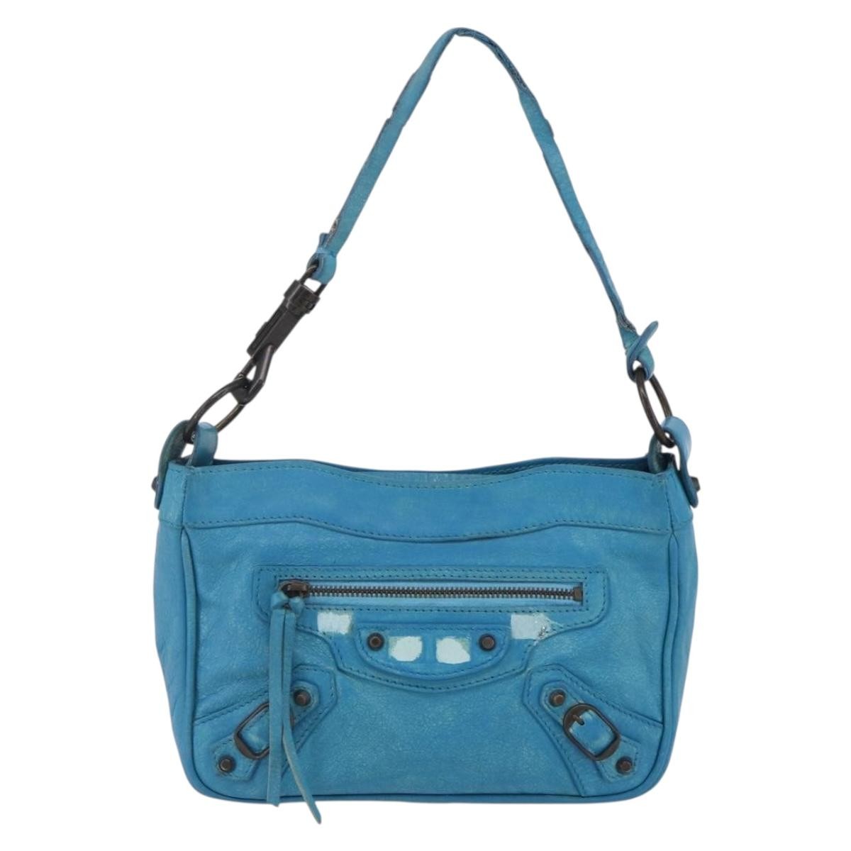 Balenciaga BALENCIAGA The Shoulder Shoulder Bag Leather Blue 138226 Authentic 149200