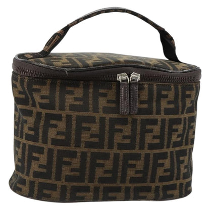 Fendi FENDI Zucca Canvas Vanity Hand Bag Black Brown Authentic 180329