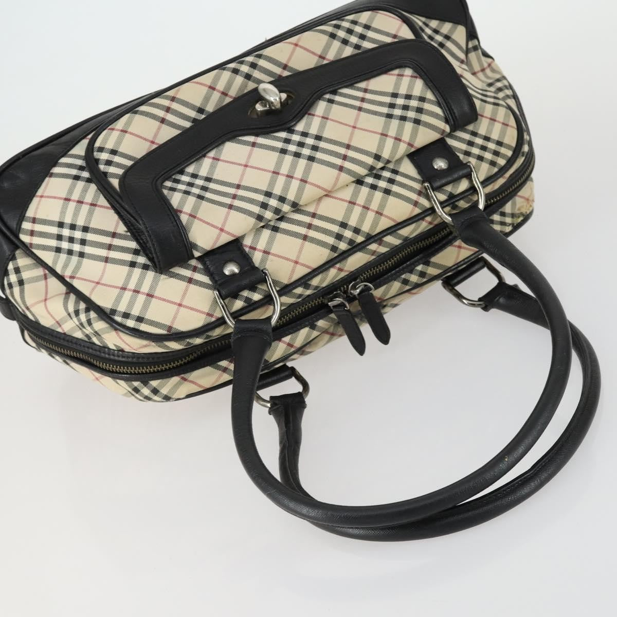 Burberry BURBERRY Nova Check Boston Bag Canvas Leather 2 Set Beige Authentic bs31977