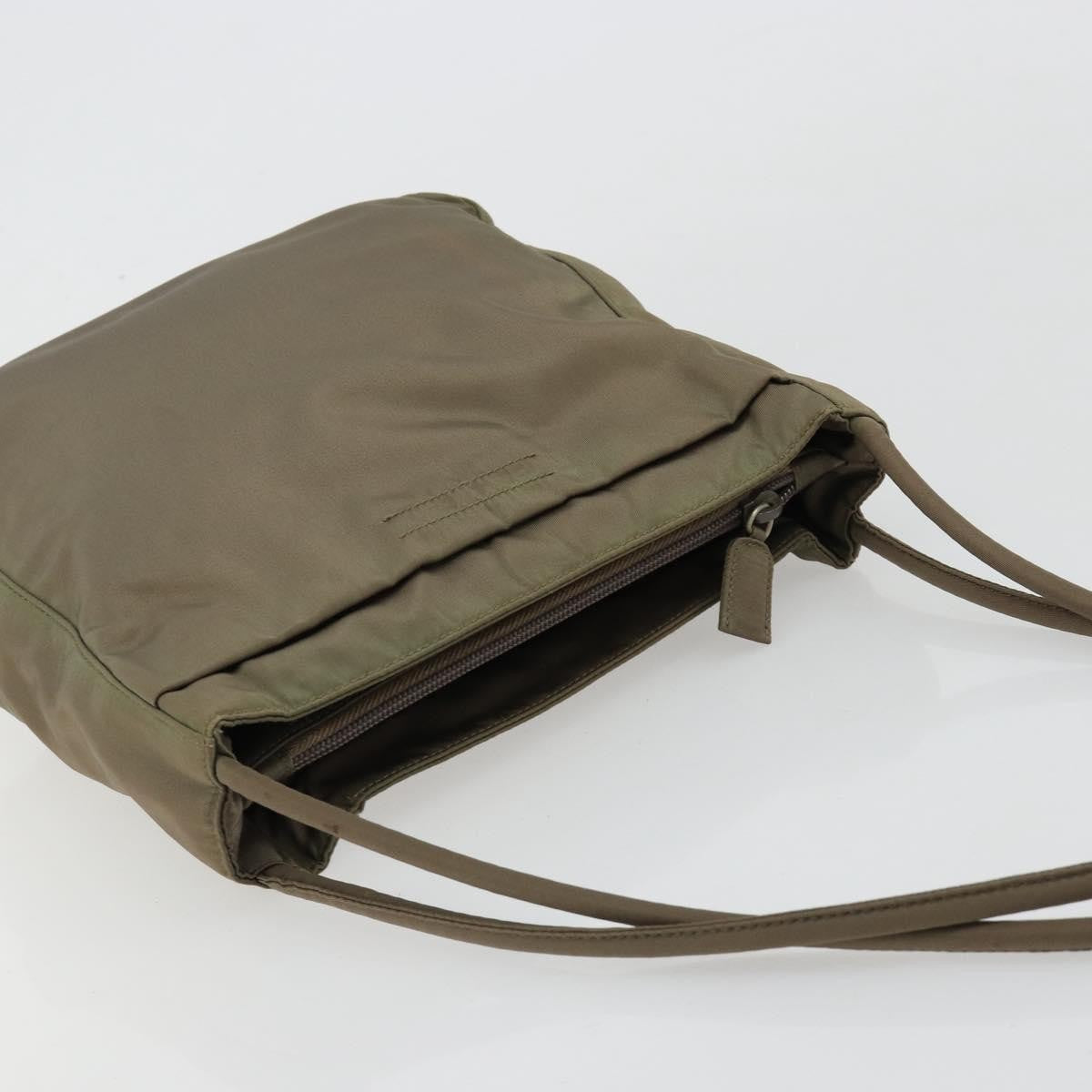 Prada PRADA Tote Bag Nylon Khaki Silver Authentic BA12923