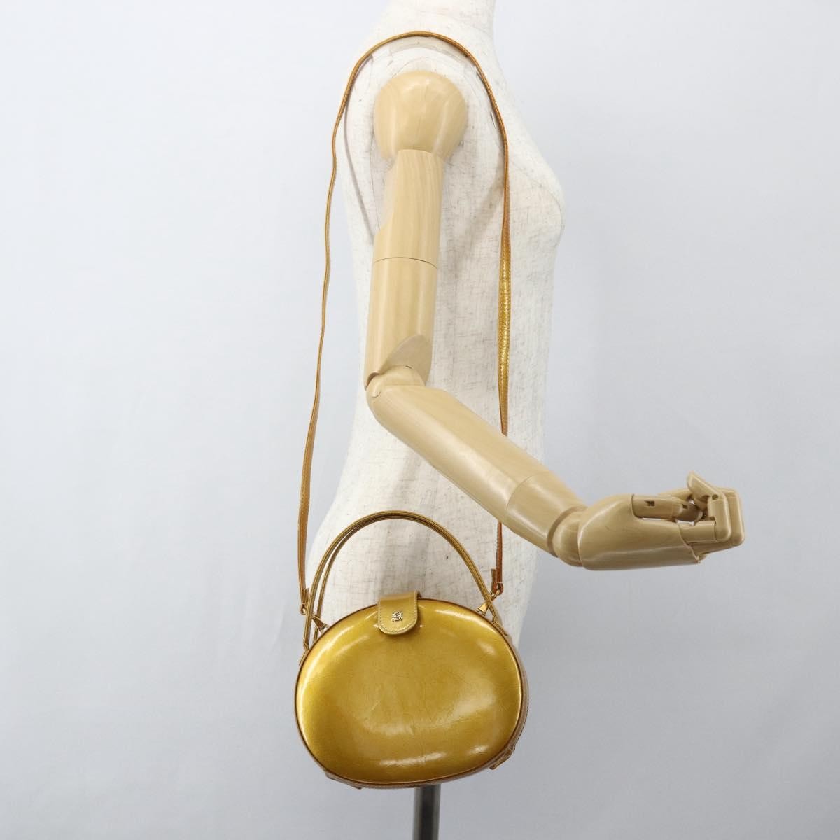 Loewe LOEWE Hand Bag Patent leather 2way Gold Authentic ka527