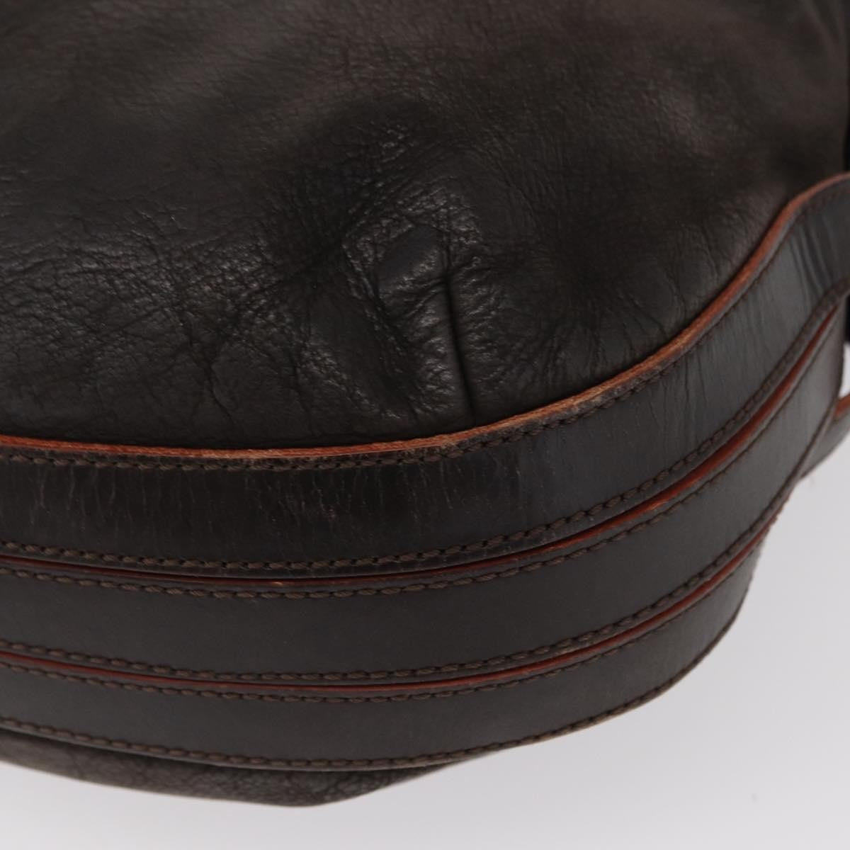 Loewe LOEWE Shoulder Bag Leather Brown Silver Authentic 155631