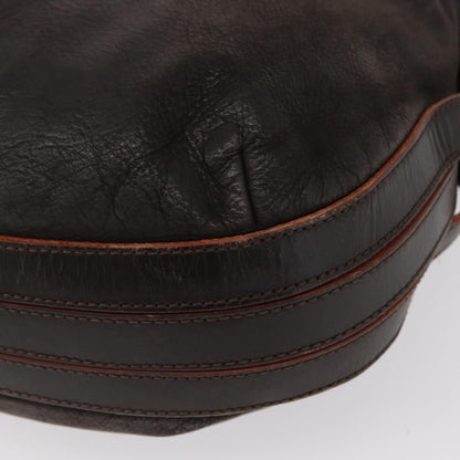Loewe LOEWE Shoulder Bag Leather Brown Silver Authentic 155631