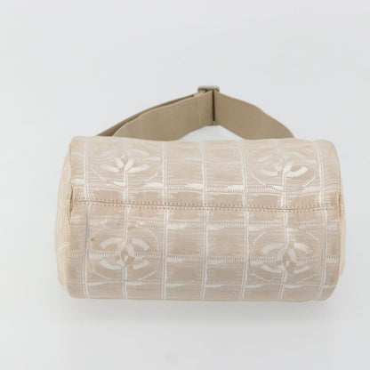 Chanel CHANEL New Travel Line Shoulder Bag Nylon Beige Silver CC Authentic BA12317