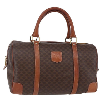 Celine CELINE Macadam Canvas Mini Boston Bag PVC Leather Brown Authentic ki6058
