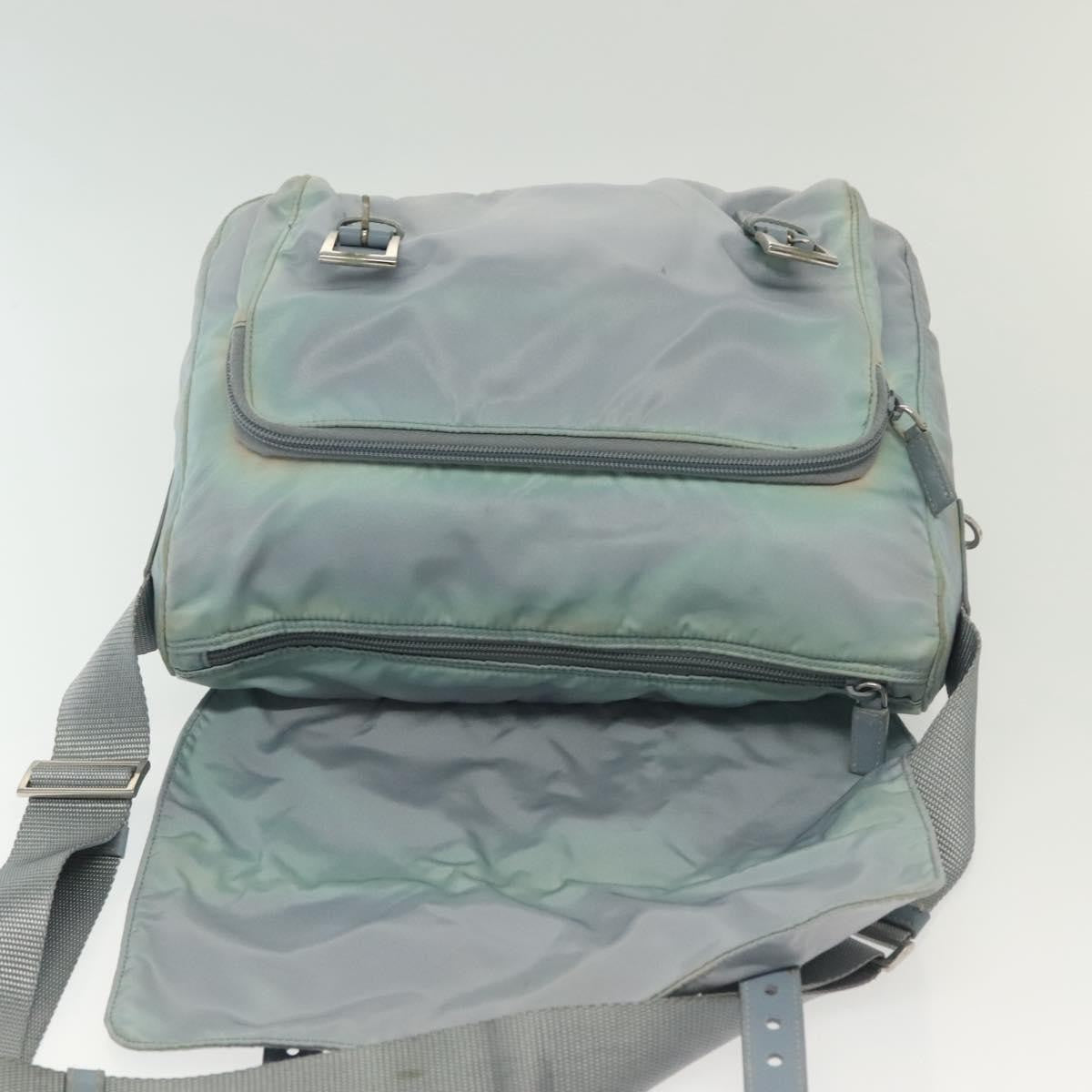 Prada PRADA Shoulder Bag Nylon Light Blue Silver Authentic ki5926