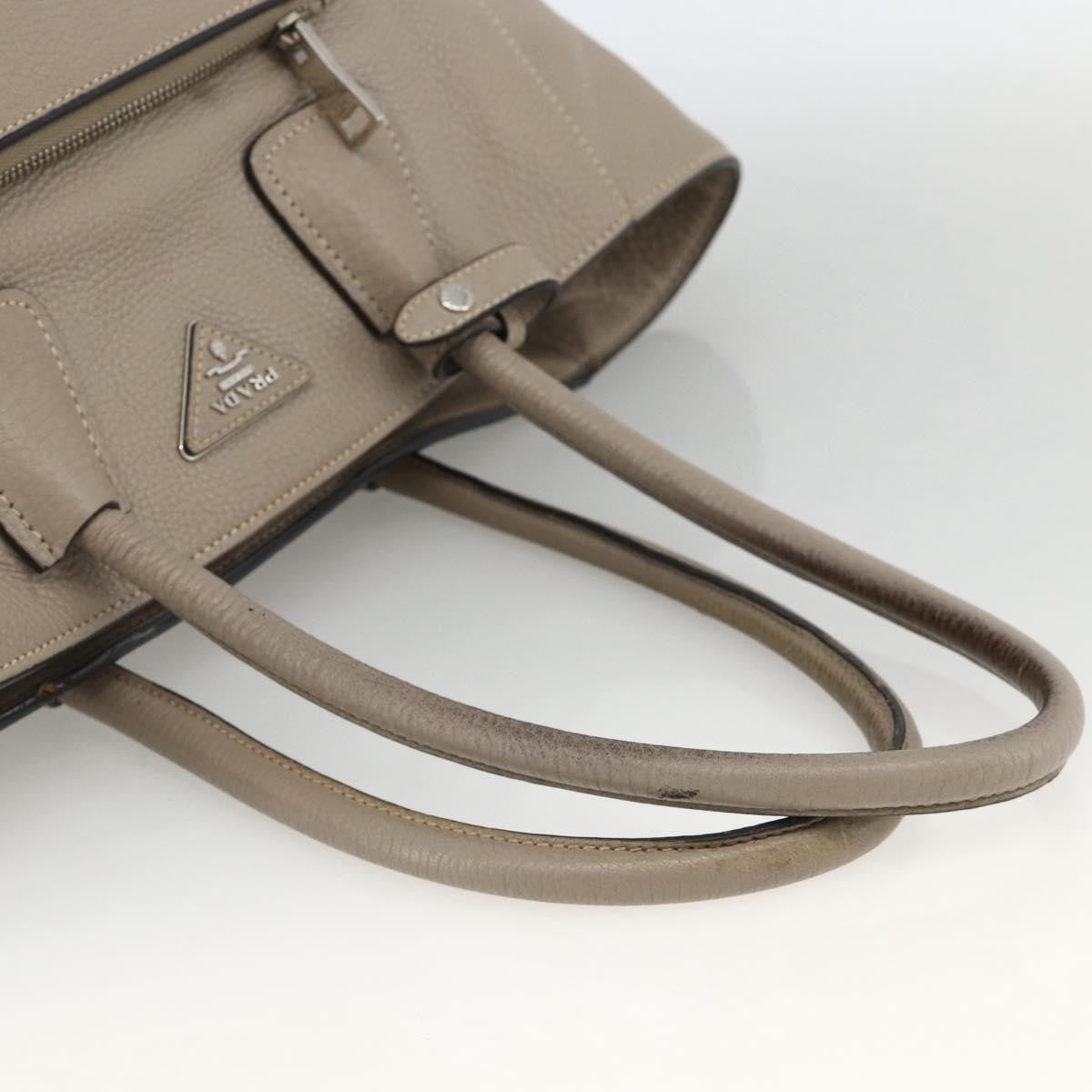 Prada PRADA Tote Bag Leather Gray Silver Authentic ka3597