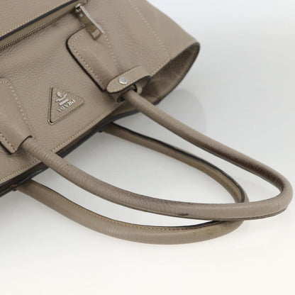 Prada PRADA Tote Bag Leather Gray Silver Authentic ka3597