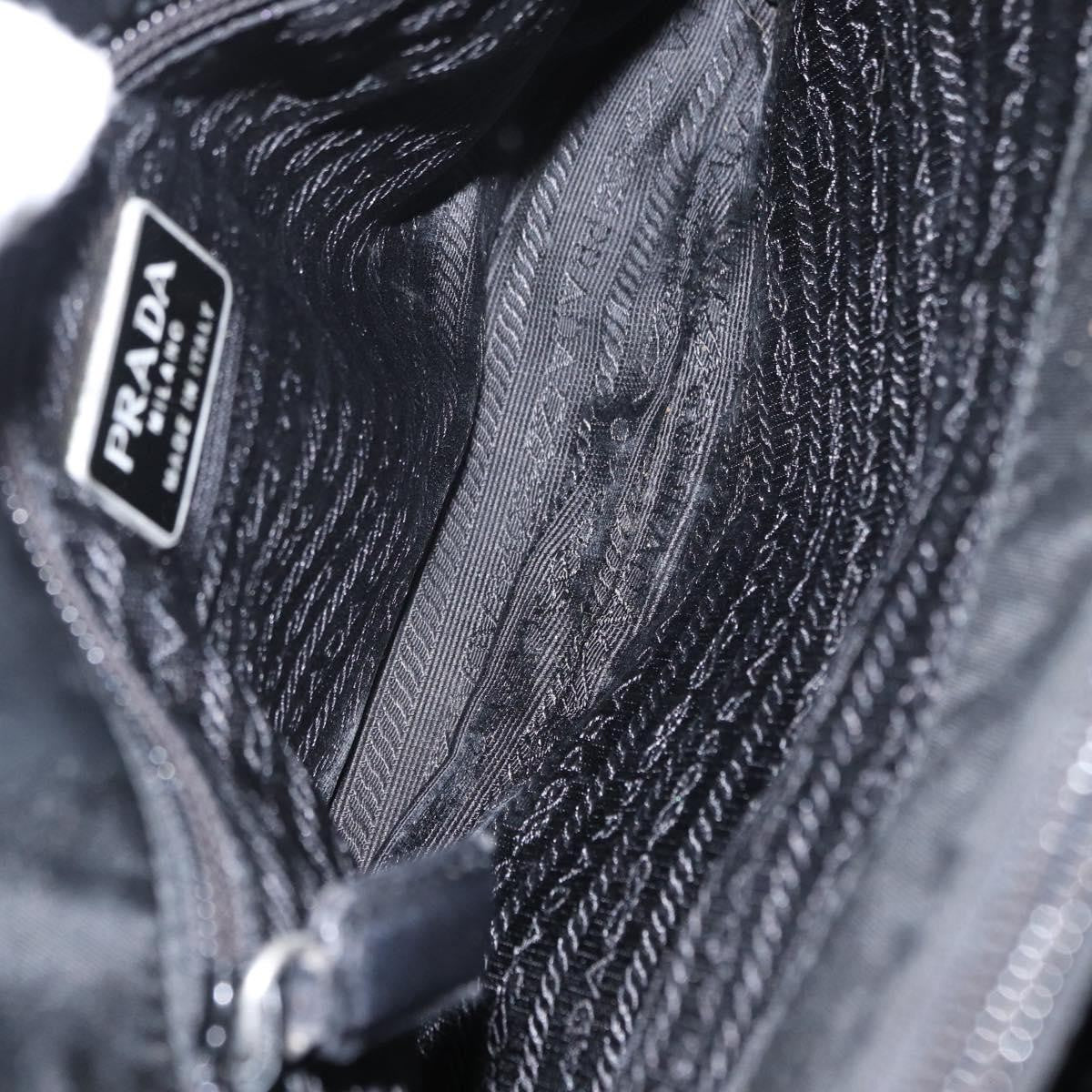 Prada PRADA Chain Shoulder Bag Nylon Black Silver Authentic 153059