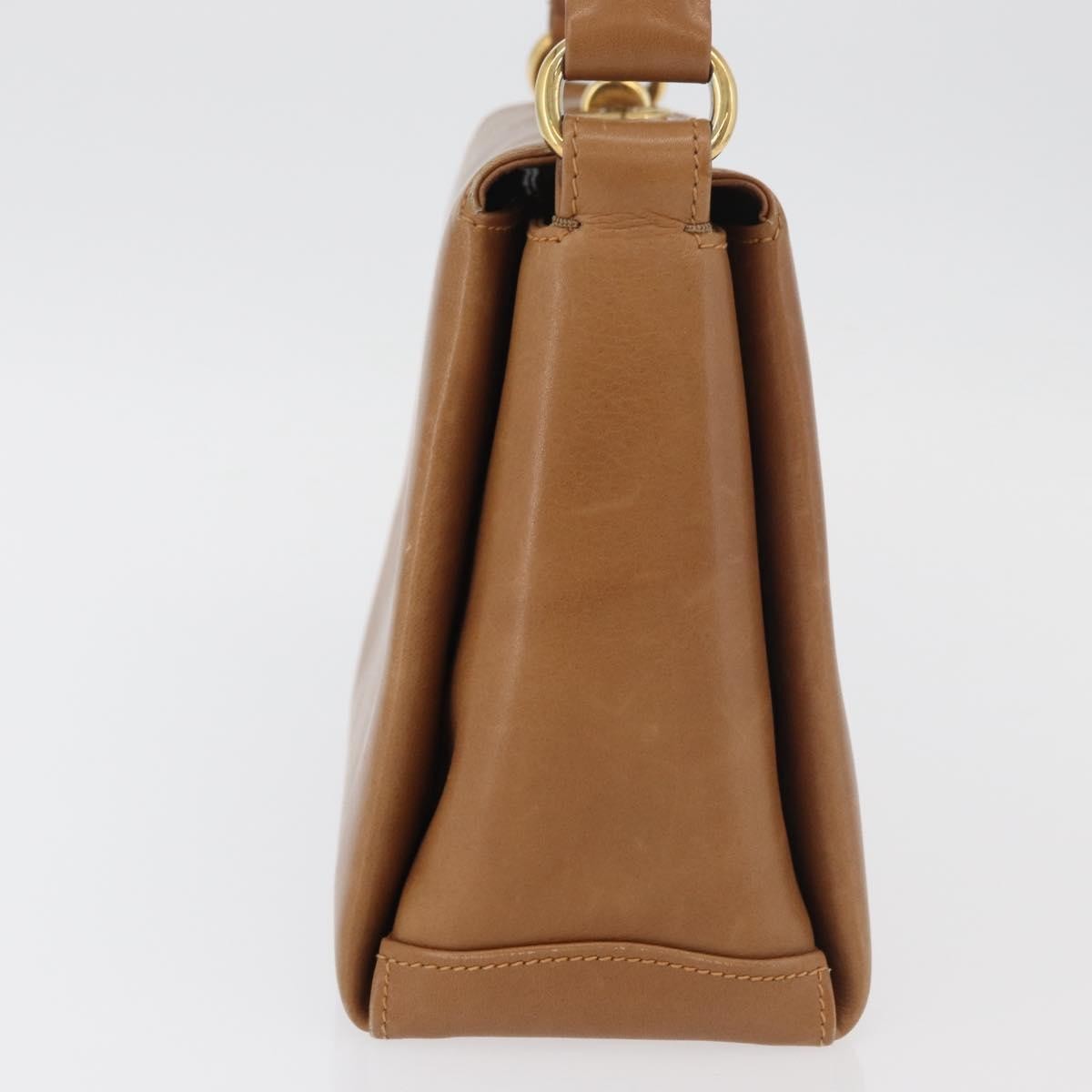 Gucci GUCCI Hand Bag Leather Brown Gold Authentic ka3873