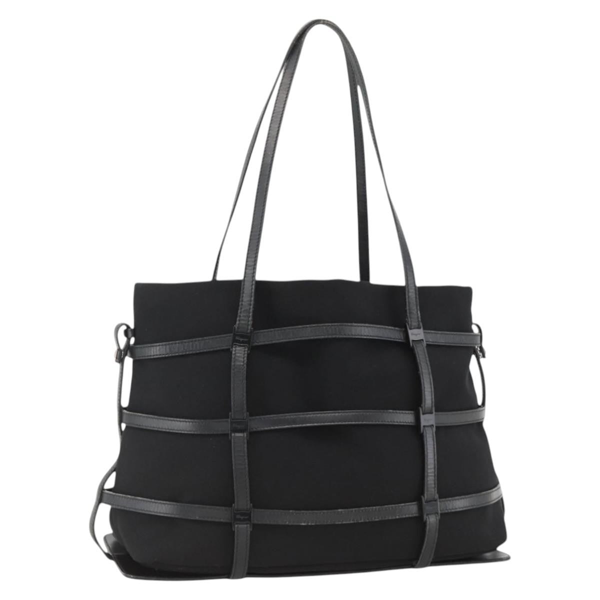Salvatore Ferragamo Salvatore Ferragamo Tote Bag Nylon Black Silver Authentic ka3842
