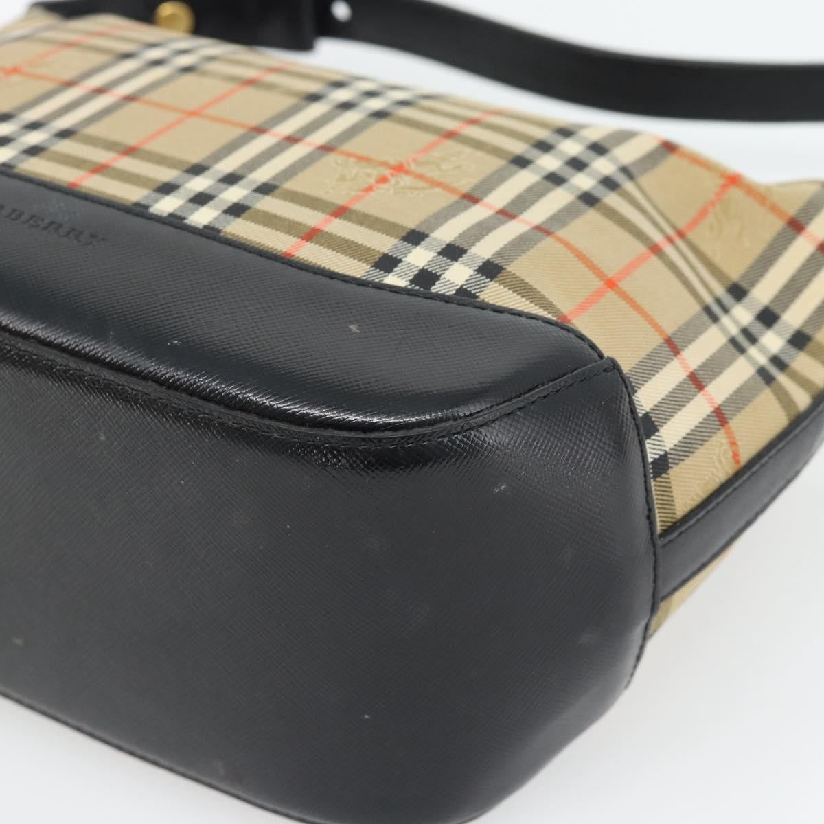 Burberry BURBERRY Nova Check Shoulder Bag Canvas Beige Gold Authentic 182559