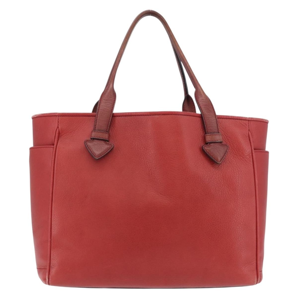 Loewe LOEWE Heritage Tote Bag Leather Red Silver Authentic BSZ189