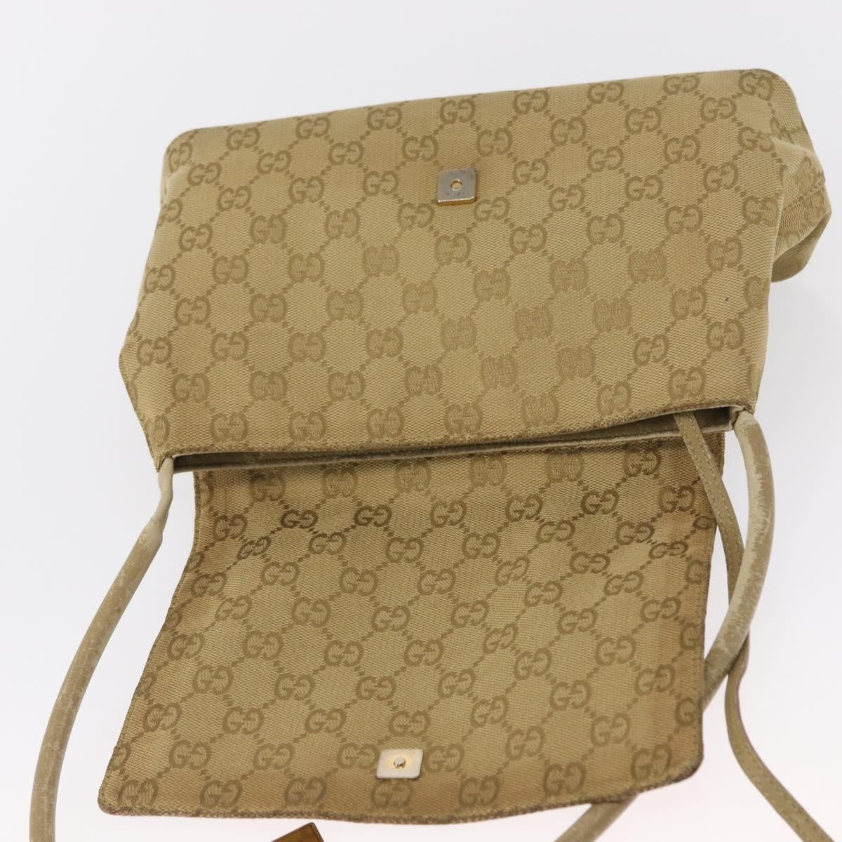Gucci GUCCI GG Canvas Shoulder Bag Beige Gold 90646 Authentic mr1955