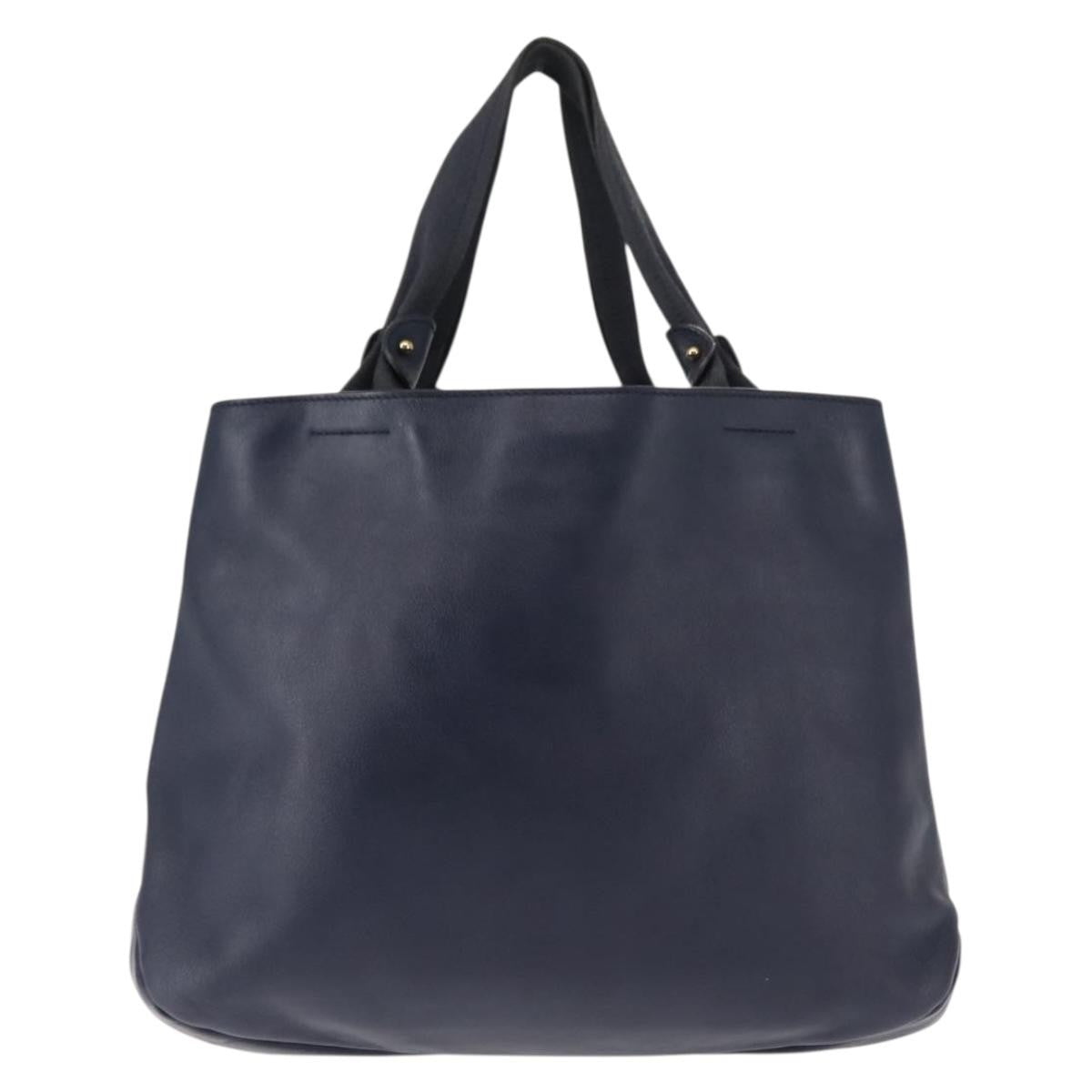 Salvatore Ferragamo Salvatore Ferragamo Vala Tote Bag Leather Navy Gold Authentic 145957