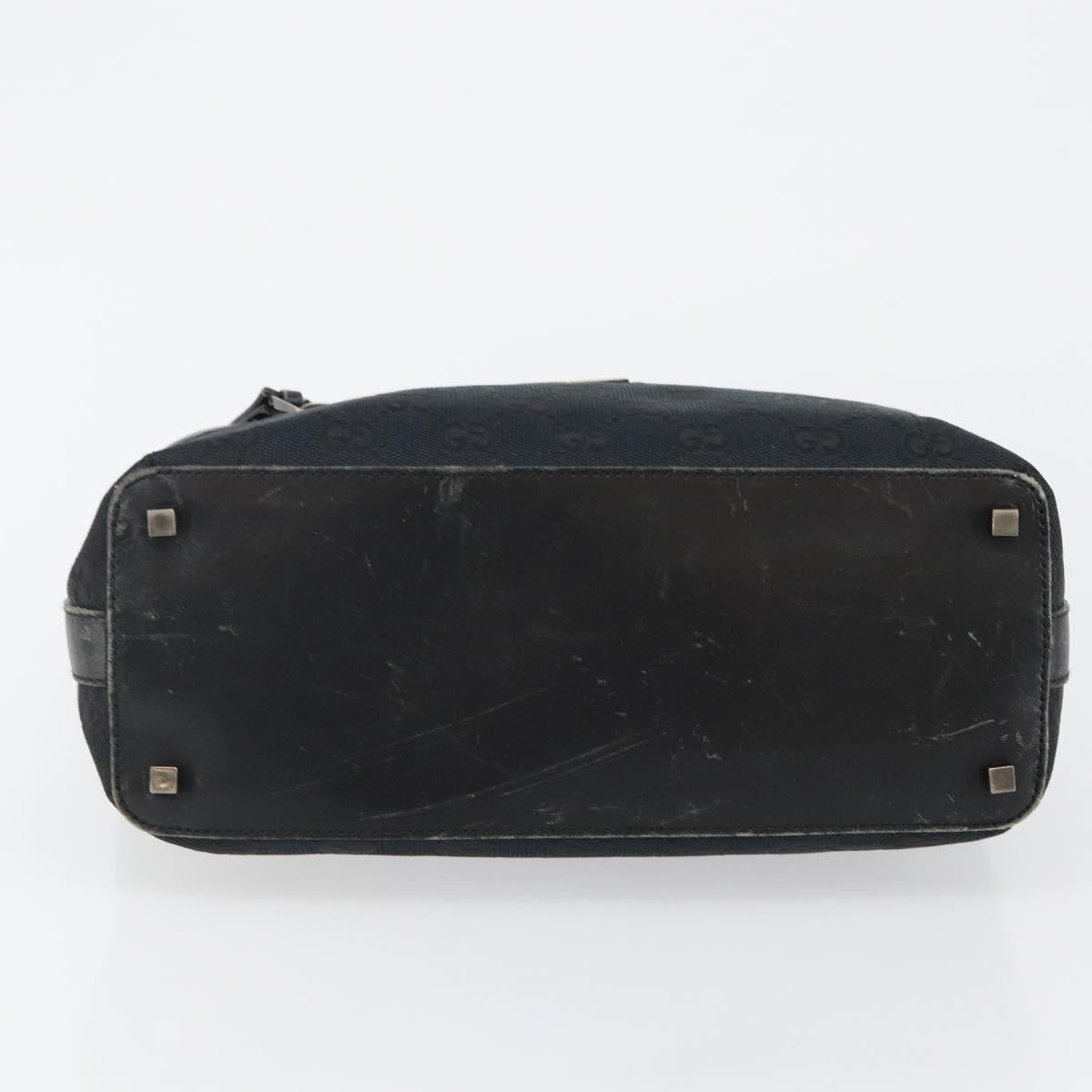Gucci GUCCI GG Canvas Shoulder Bag Black Silver 001 4302 Authentic 144270